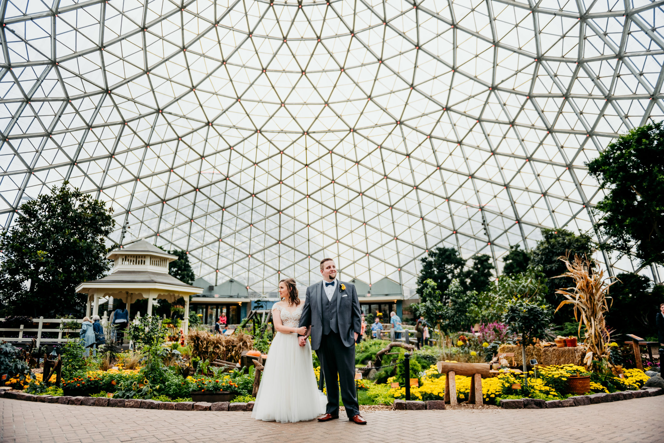 Bride and Groom at Mitchell Park Domes in Milwaukee
