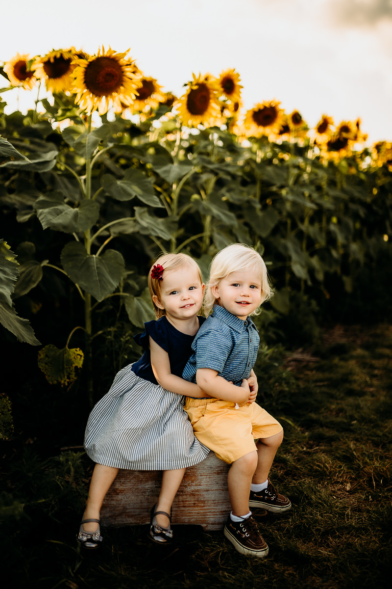 twins and sunflowers