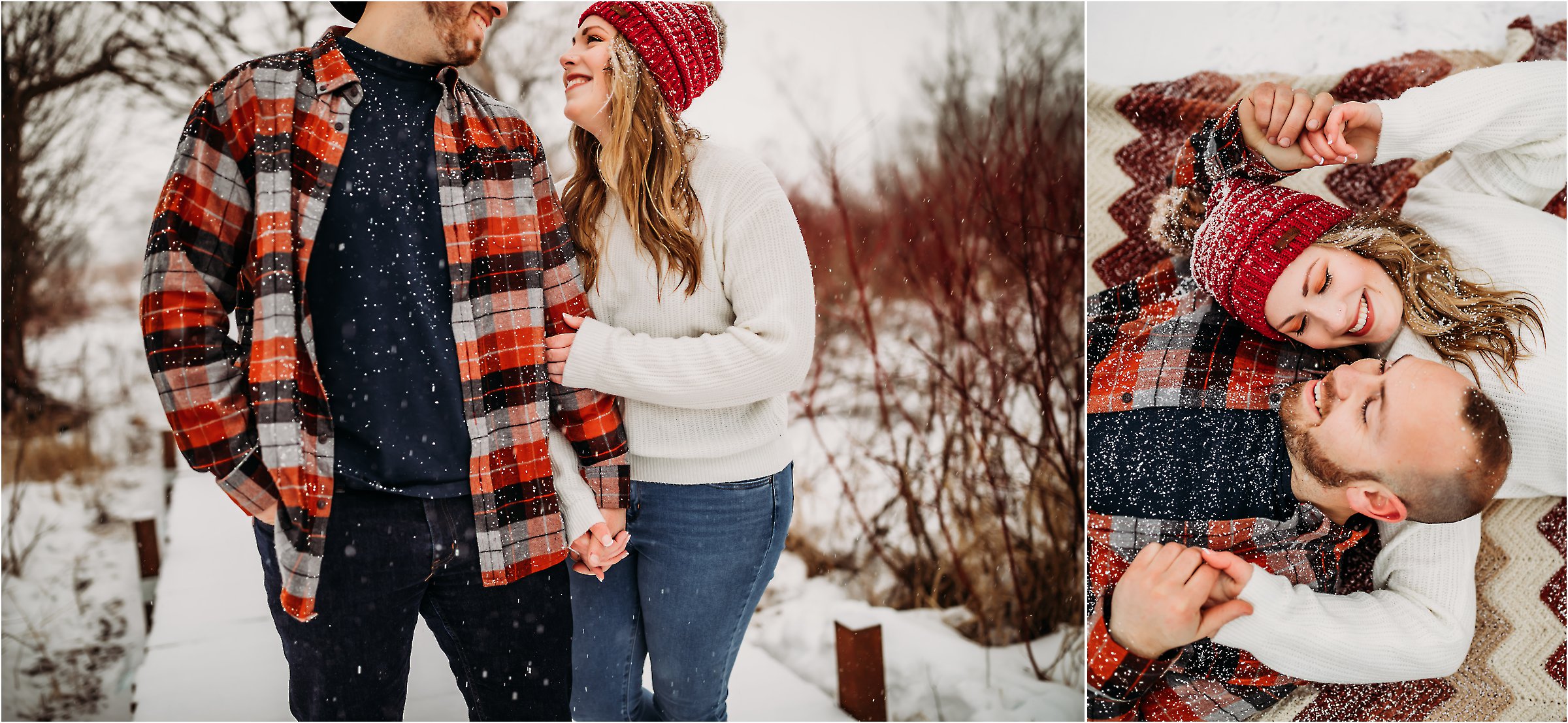 couples photo session in the snow